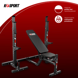 ZESTAW KSSL203 STOJAKI TRENINGOWE DO WYCISKANIA + ŁAWKA REGULOWANA