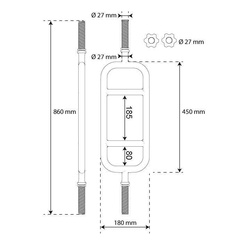 Sztanga kratka z gwintem i zaciskiem gryf młotkowy 27 mm x 86 cm