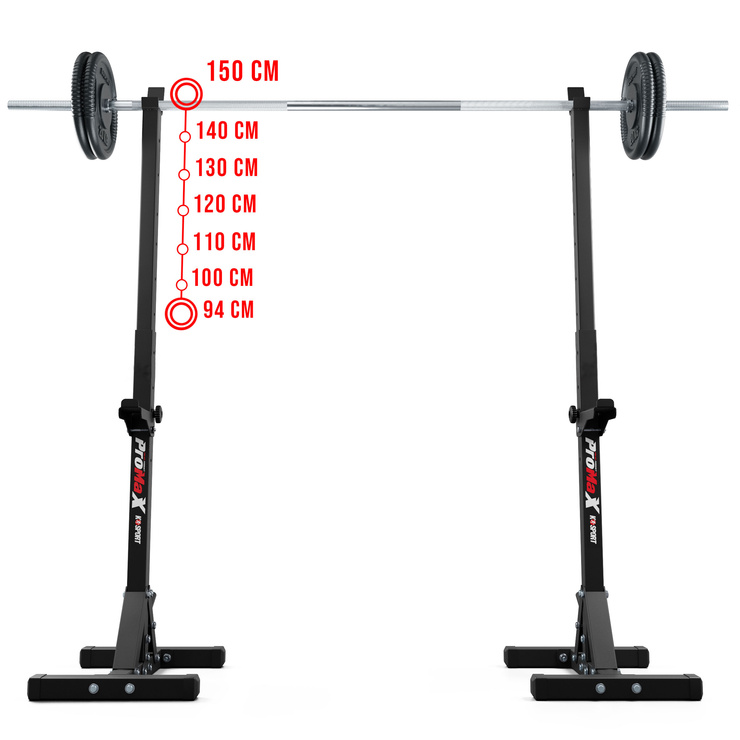 ZESTAW KSH076 STOJAKI (2SZT) TRENINGOWE DO WYCISKANIA + ŁAWKA SKŁADANA