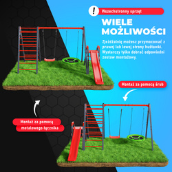 Huśtawka ogrodowa z drabinką podwójna i zjeżdżalnia bocianie gniazdo KSOZ020