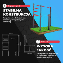 Drążek + Poręcz + Drabinka, zewnętrzny do podciągania uchwyt na worek -plac street workout  KSOZ007