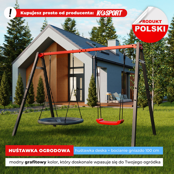 HUŚTAWKA OGRODOWA dla dzieci BOCIANIE GNIAZDO STELAŻ podwójny  Super Fun