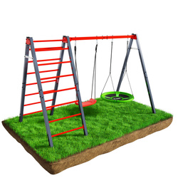 Huśtawka ogrodowa z drabinką podwójna mieszcząca bocianie gniazdo i huśtawkę KSOZ030 